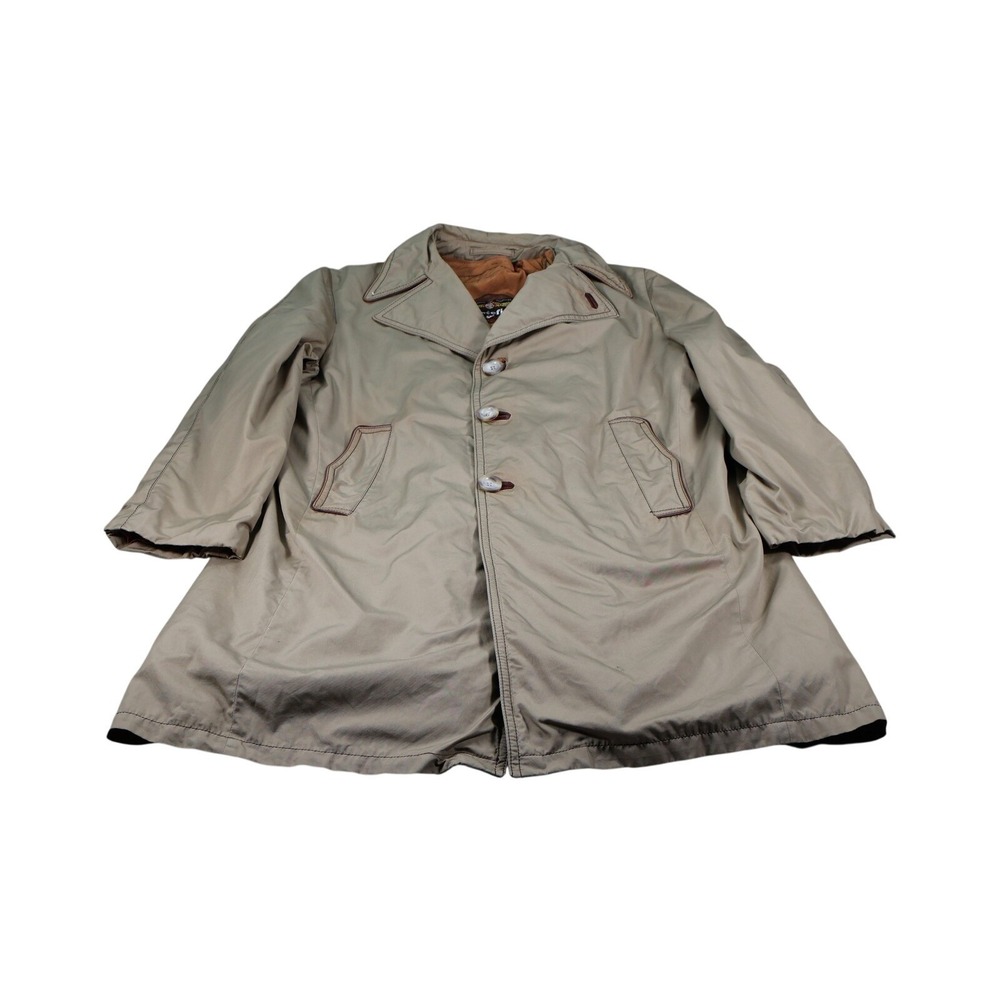 Vintage Men Cortefiel Brown Trench Coat Made in Spain Sz 44 tan